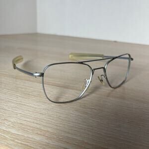 Vintage Randolph Engineering 5 1/2 Sunglasses Aviator Matte Chrome Metal 52-20